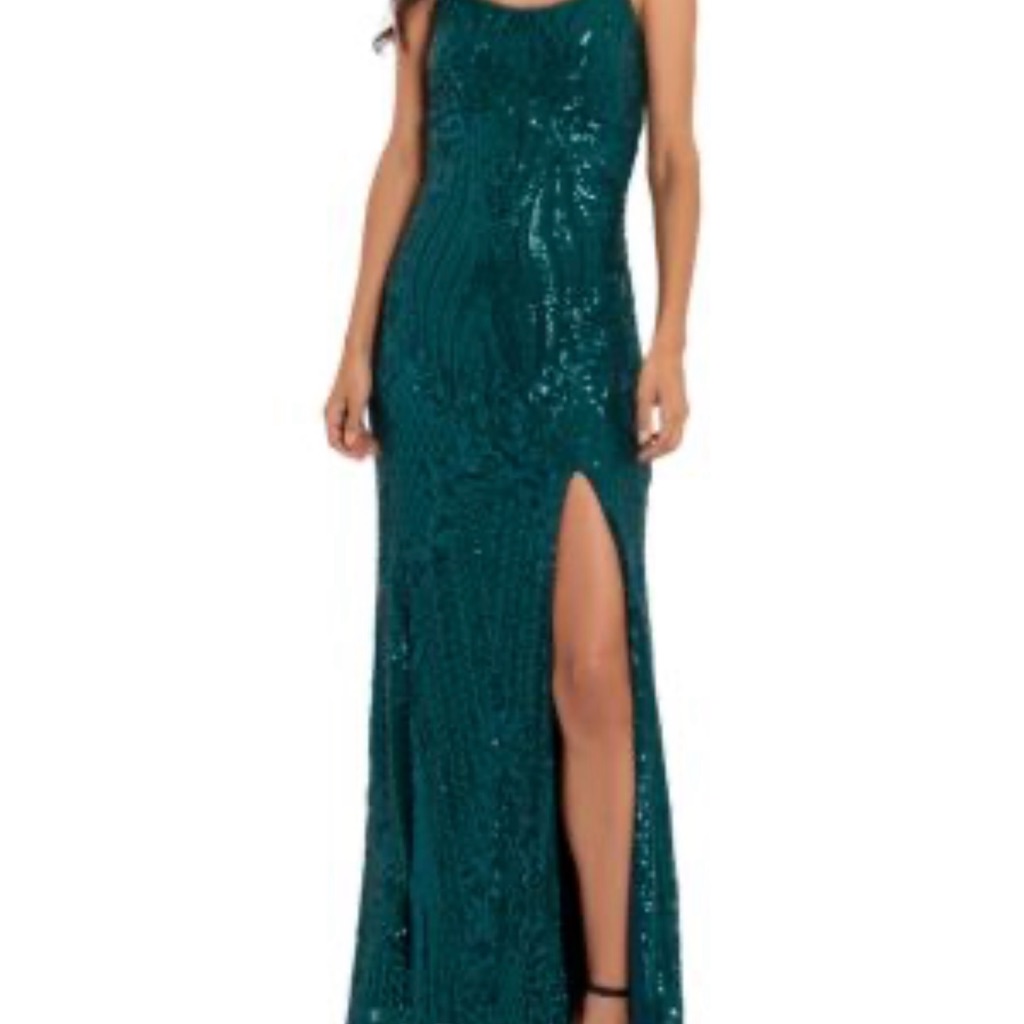 Betsy & Adam Elegant Green Sequin Dress. Size 8p